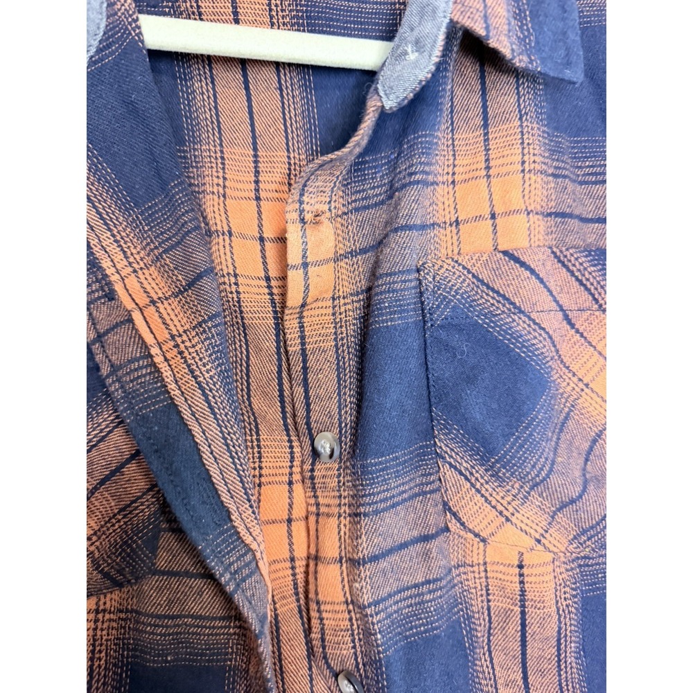 Unbranded Men's Lumberjack Long Sleeve Plaid Orange And Blue  2 Pockets Sz M - Picture 3 of 6